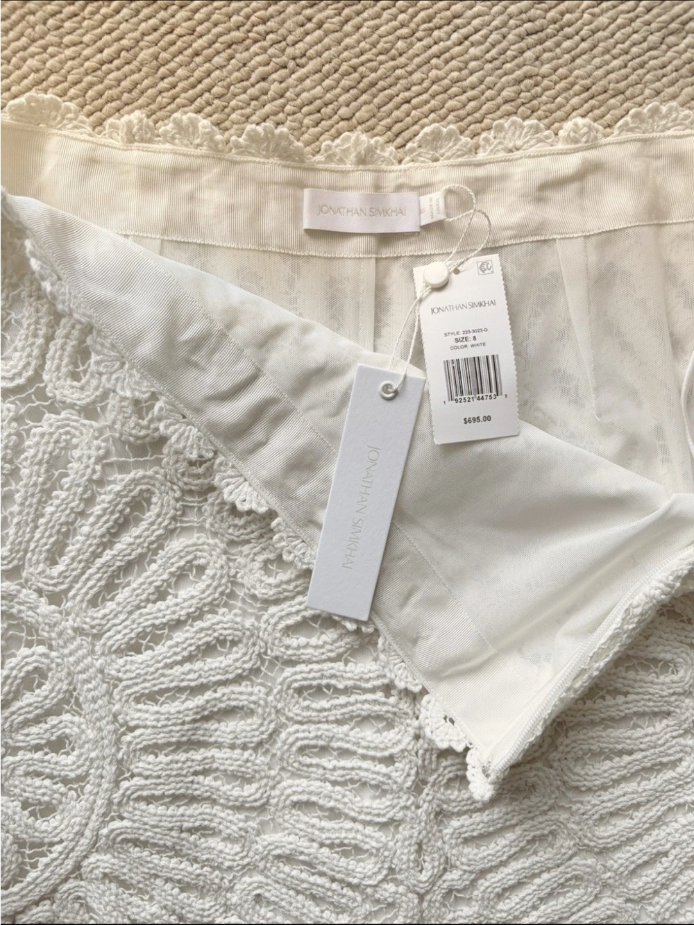 NWT Jonathan Simkhai White Crochet Midi Skirt Size 8 - Picture 4 of 5